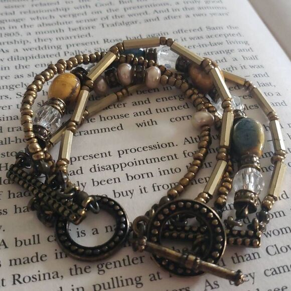 PD Premier Designs Stone Pear Seed Bead Multicolored Toggle Bracelet - Picture 8 of 10